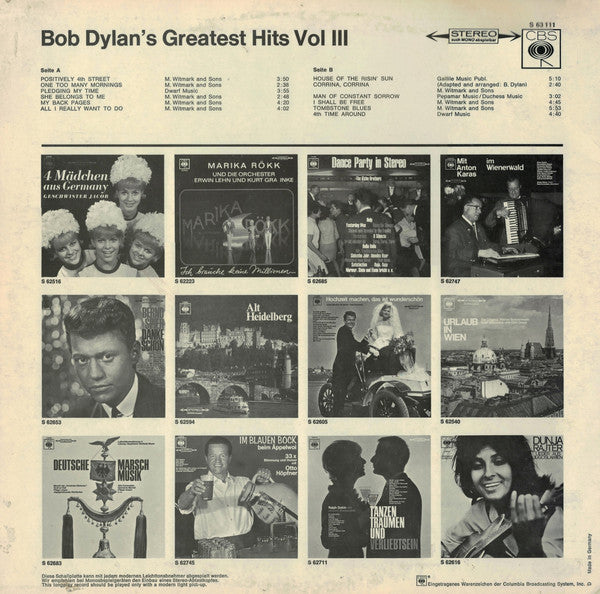 Bob Dylan : Bob Dylan's Greatest Hits Vol 3 (LP, Comp)