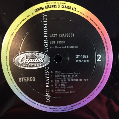 Lou Busch & His Orchestra : Lazy Rhapsody (LP, Album)