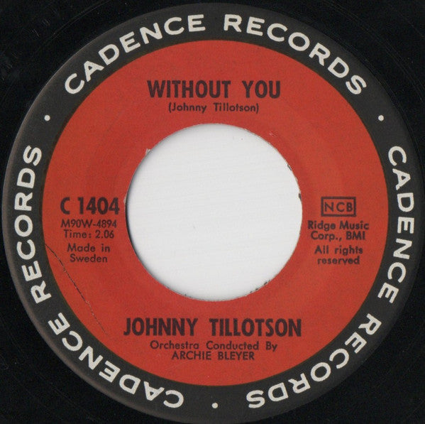 Johnny Tillotson : Without You / Cutie Pie (7", Single)