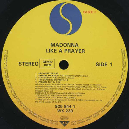 Madonna : Like A Prayer (LP, Album, RSA)