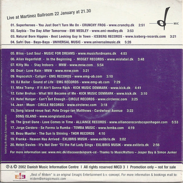 Various : Discover Denmark - Best Of Midem CD (CD, Comp, Promo, Smplr, Car)