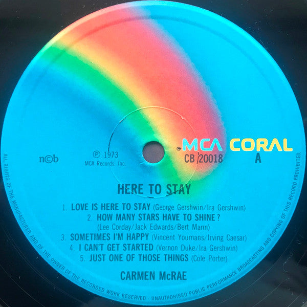 Carmen McRae : Here To Stay (LP, Comp, RE)