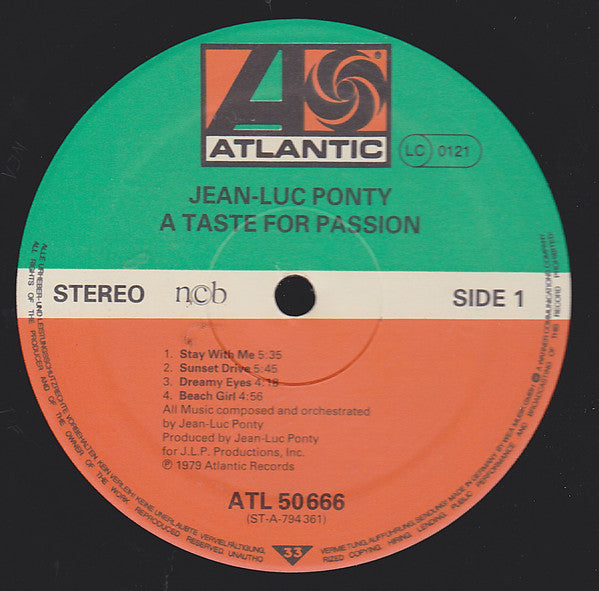 Jean-Luc Ponty : A Taste For Passion (LP, Album)