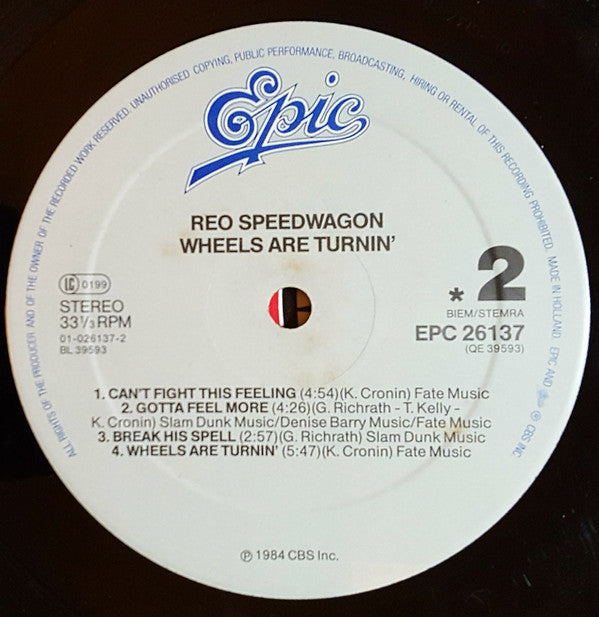 REO Speedwagon : Wheels Are Turnin' (LP, Album, RP)