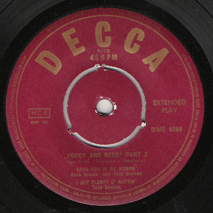 Todd Duncan (3) •  Anne Brown With Eva Jessye Choir And Decca Symphony Orchestra Conducted By Alexander Smallens : Porgy And Bess (7", EP)