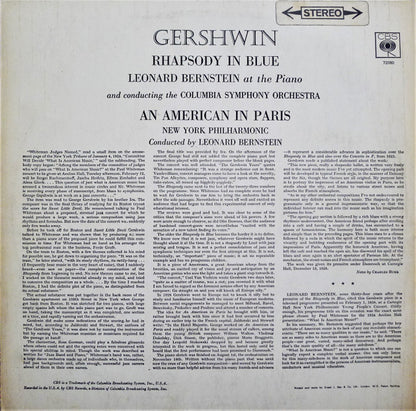 George Gershwin - Leonard Bernstein, Columbia Symphony Orchestra / New York Philharmonic : Rhapsody In Blue / An American In Paris (LP, RE)