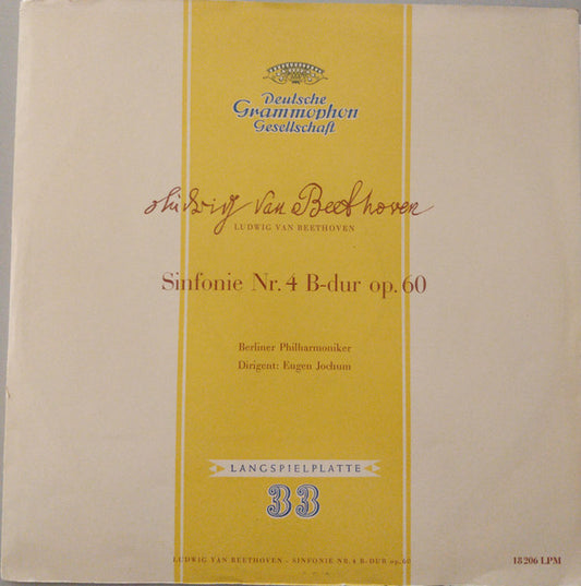 Ludwig van Beethoven / Berliner Philharmoniker, Eugen Jochum : Sinfonie Nr. 4 B-dur Op. 60 (LP, Mono)