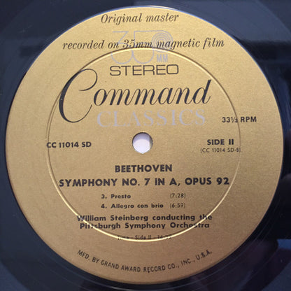 Ludwig van Beethoven, William Steinberg, Pittsburgh Symphony Orchestra : Symphony No. 7 In A , Op. 92 (LP, Album, Gat)