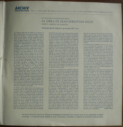 Johann Sebastian Bach - Wolfgang Schneiderhan : Partita Für Violine Solo Nr. 2 D-Moll BWV 1004 (10", Mono)