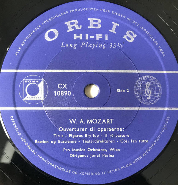 Wolfgang Amadeus Mozart –  Vienna Pro Musica Orchestra, Jonel Perlea : 10 Ouverturer (LP, Club)