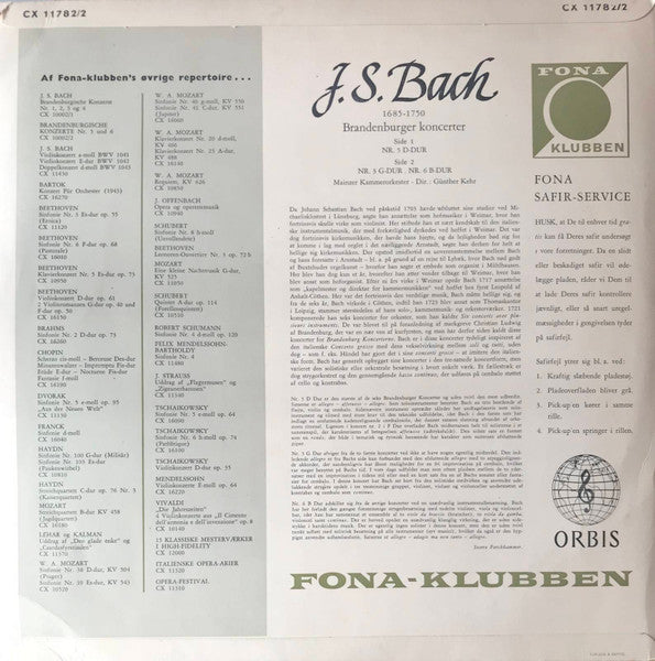 Johann Sebastian Bach, Mainzer Kammerorchester, Günter Kehr : Brandenburger Koncerter (LP, Clu)