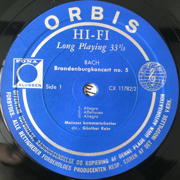 Johann Sebastian Bach, Mainzer Kammerorchester, Günter Kehr : Brandenburger Koncerter (LP, Clu)