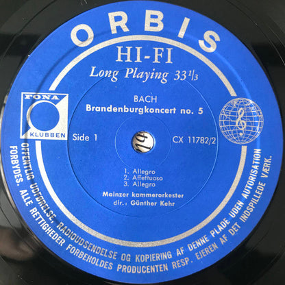 Johann Sebastian Bach, Mainzer Kammerorchester, Günter Kehr : Brandenburger Koncerter (LP, Clu)