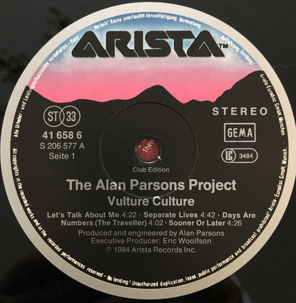 The Alan Parsons Project : Vulture Culture (LP, Album, Club, RE)