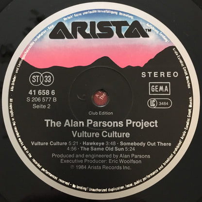 The Alan Parsons Project : Vulture Culture (LP, Album, Club, RE)