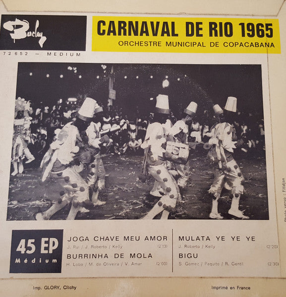 Orchestre Municipal De Copacabana : Carnaval De Rio 1965 (7", EP)