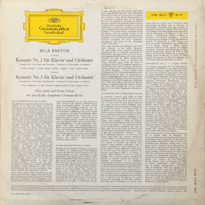 Béla Bartók – Géza Anda · Ferenc Fricsay · Radio-Symphonie-Orchester Berlin : Klavierkonzerte Nr. 2 Und 3 (LP, Mono)