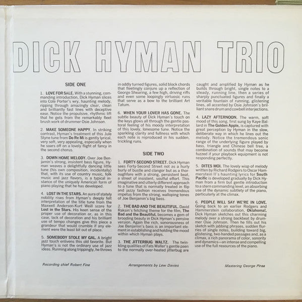 The Dick Hyman Trio : The Dick Hyman Trio (LP, Album, Gat)