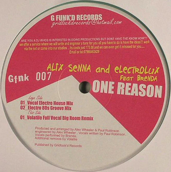 Alix Senna & Electrolux (3) Feat. Brenda (2) : One Reason (12", Gre)