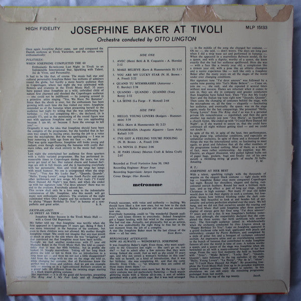 Josephine Baker, Otto Lington's Orchestra : Josephine Baker At Tivoli (LP)