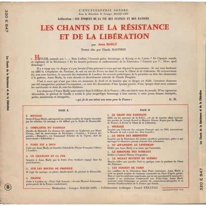 Anna Marly : Les Chants De La Résistance Et De La Libération (LP, Album)