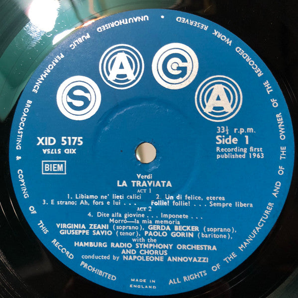 Giuseppe Verdi, Virginia Zeani, Giuseppe Savio, Paolo Gorin, Gerda Becker : La Traviata (LP, Album, RE)