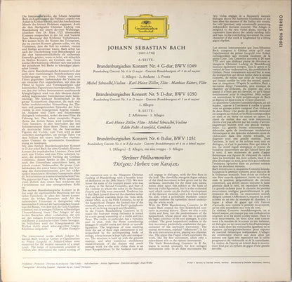 Johann Sebastian Bach - Herbert Von Karajan, Berliner Philharmoniker : Brandenburgische Konzerte Nr. 4, 5 & 6 (LP, RE)
