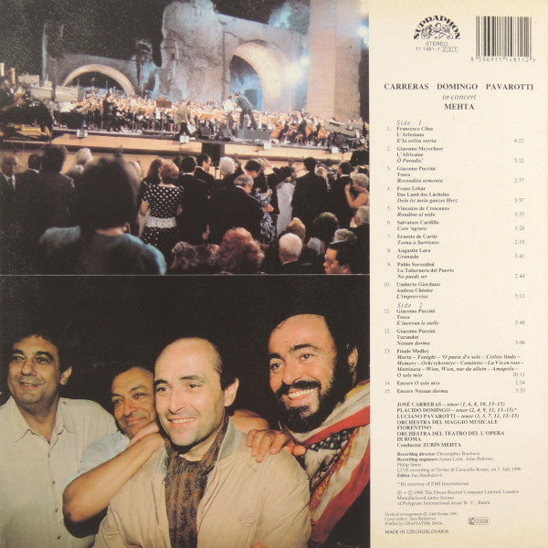 José Carreras, Placido Domingo, Luciano Pavarotti, Zubin Mehta : In Concert (LP, Album)