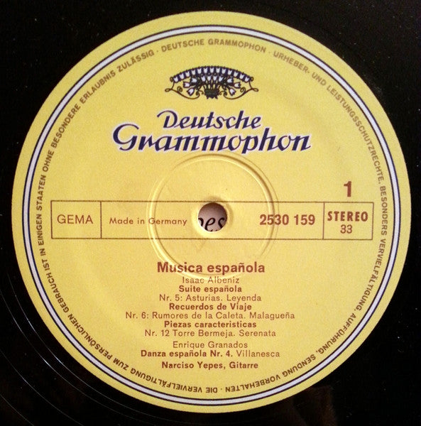 Isaac Albéniz • Enrique Granados • Manuel De Falla • Joaquín Turina - Narciso Yepes : Música Española (LP)