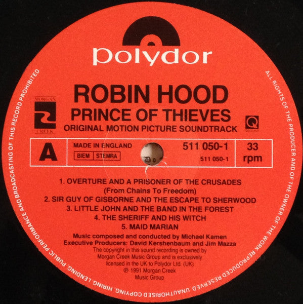 Michael Kamen : Robin Hood: Prince Of Thieves (Original Motion Picture Soundtrack) (LP, Album)