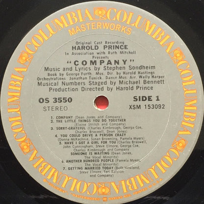 "Company" Original Broadway Cast : Company (A Musical Comedy) (Original Cast Recording) (LP, Album, RE, Ter)