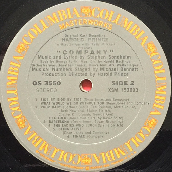 "Company" Original Broadway Cast : Company (A Musical Comedy) (Original Cast Recording) (LP, Album, RE, Ter)