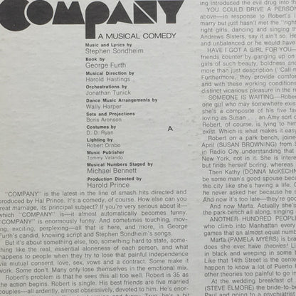"Company" Original Broadway Cast : Company (A Musical Comedy) (Original Cast Recording) (LP, Album, RE, Ter)