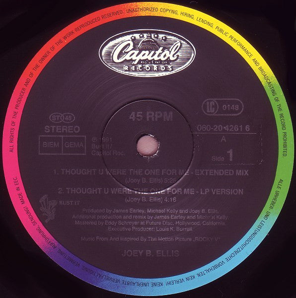 Joey B. Ellis : Thought You Were The One For Me (12")