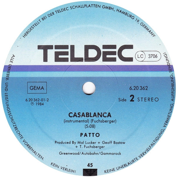 Patto : Casablanca (12", Maxi)