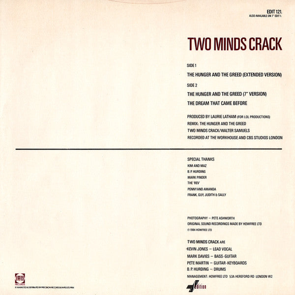 Two Minds Crack : The Hunger And The Greed (12", Single)