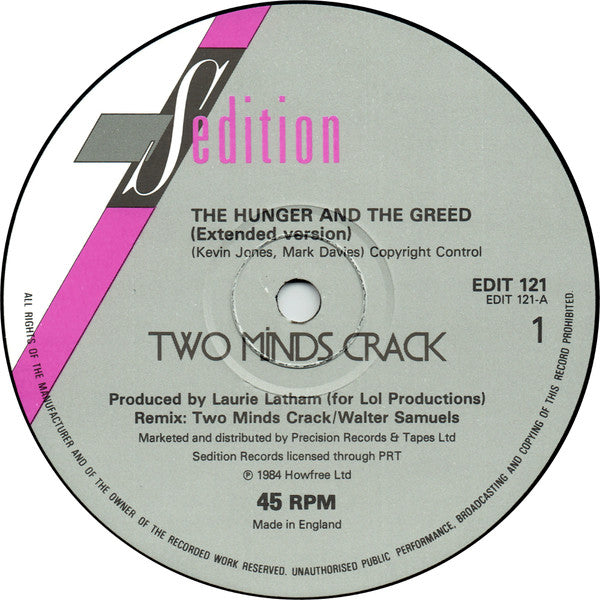 Two Minds Crack : The Hunger And The Greed (12", Single)