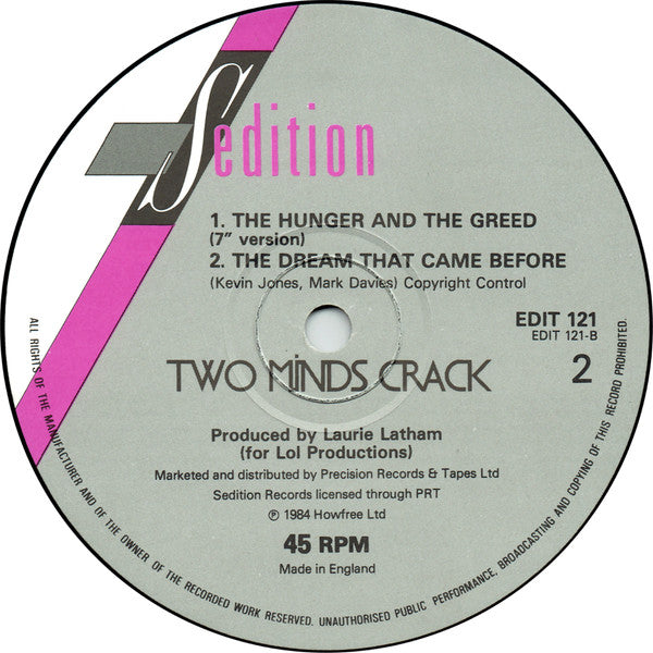 Two Minds Crack : The Hunger And The Greed (12", Single)