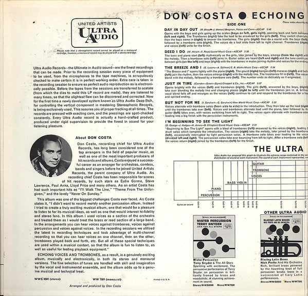 Don Costa : Echoing Voices And Trombones (LP, Album, Mono)