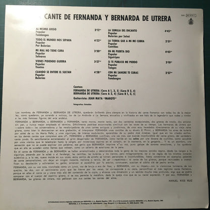 Fernanda Y Bernarda De Utrera : El Cante De Fernanda Y Bernarda De Utrera (LP, RE)