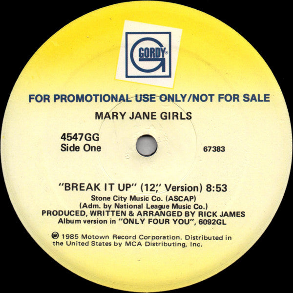 Mary Jane Girls : Break It Up (12", Promo)