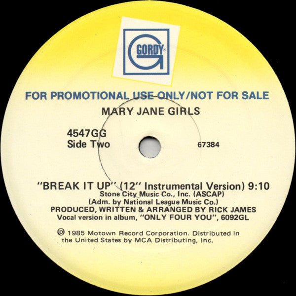 Mary Jane Girls : Break It Up (12", Promo)