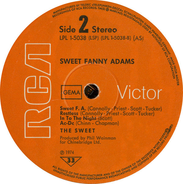 The Sweet : Sweet Fanny Adams (LP, Album)