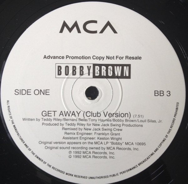 Bobby Brown : Get Away (12", Promo)