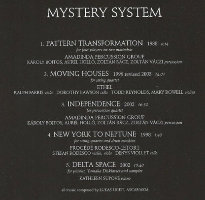 Lukas Ligeti : Mystery System (CD, Album)