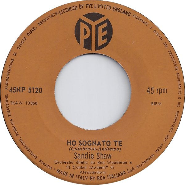 Sandie Shaw : Ho Sognato Te / La Danza Delle Note (7")