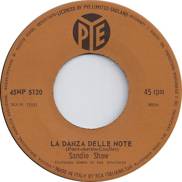 Sandie Shaw : Ho Sognato Te / La Danza Delle Note (7")