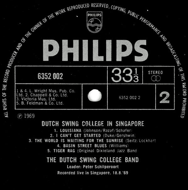 The Dutch Swing College Band : 'Live' In Singapore (LP, Album)