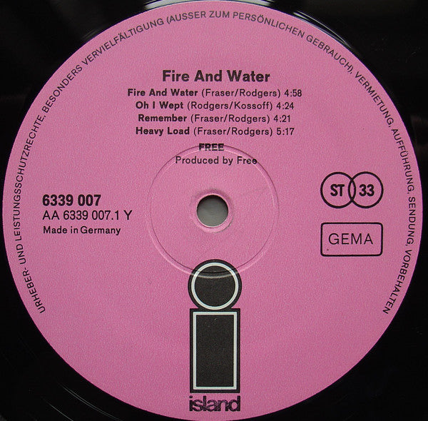 Free : Fire And Water (LP, Album)