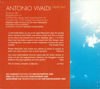 Antonio Vivaldi – Akadêmia, Concerto Italiano, Rinaldo Alessandrini : Gloria, Magnificat (CD, Album + CD, Comp, Bon)